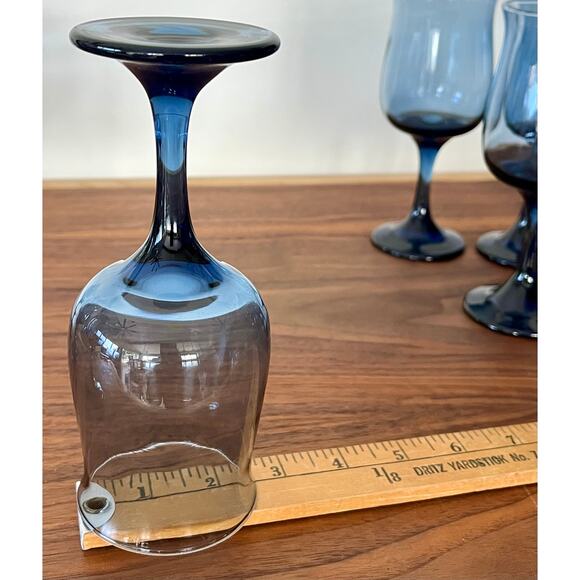 Water Goblet Tulip Dusky Blue by Libbey Glass Company Discontinued 1974-Set of 8 - Picture 4 of 16